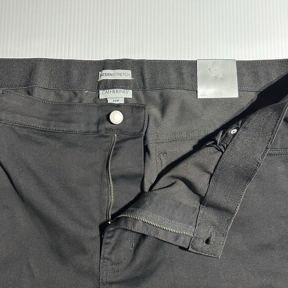 Catherines Sateen Capri Pants Stretch Comfort Waist Size 30 W Black NWT - Picture 4 of 12